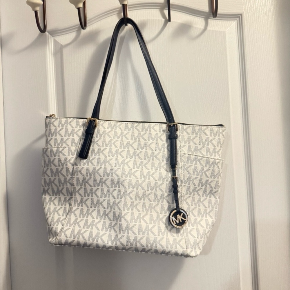 Michael Kors White and Blue  Tote Bag - Picture 2 of 6
